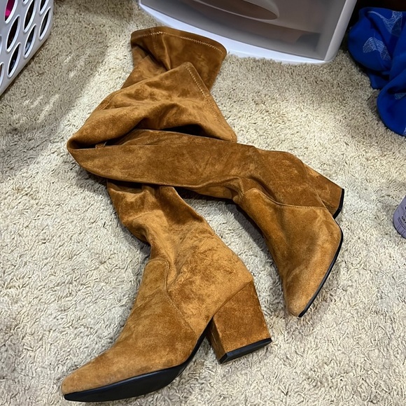 Brown Suede Over the Knee Boots - Picture 1 of 3